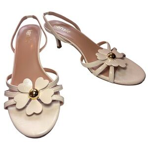 Kensie Raya Cream Floral Open Toe Women's Heels 7.5